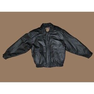 VINTAGE WORLD ALLIANCE MEN'S LEATHER BOMBER JACKET - SIZE LARGE